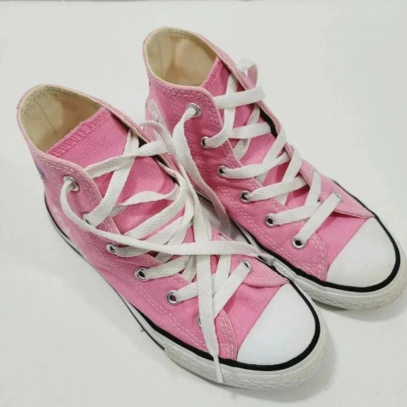 Converse Shoes - Converse Youth Chuck Taylor All Star Hi Toe Sneakers Shoes 3J234 Pink/White Sz 1